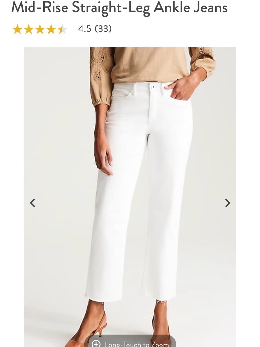 J. Jill White Mid-Rise Straight-Leg Ankle Jeans